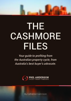 THE CASHMORE FILES Your guide to profiting from the Australian property cycle, from Australia's best buyer's advocate.