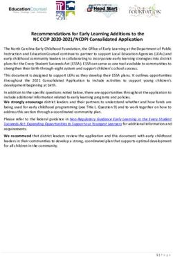 Recommendations for Early Learning Additions to the NC CCIP 2020-2021/NCDPI Consolidated Application