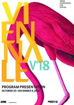 PROGRAM PRESENTATION OCTOBER 25-NOVEMBER 8, 2018 - VIENNA INTERNATIONAL FILM FESTIVAL - Viennale