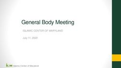 General Body Meeting ISLAMIC CENTER OF MARYLAND - July 11, 2020