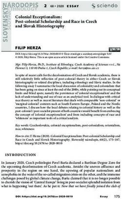 Colonial Exceptionalism: Post-colonial Scholarship and Race in Czech and Slovak Historiography - Sciendo
