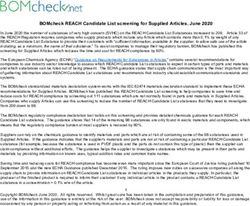 BOMcheck REACH Candidate List screening for Supplied Articles. June 2020