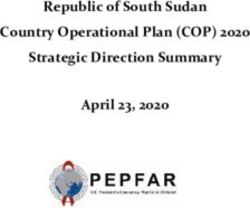 Republic of South Sudan Country Operational Plan (COP) 2020 Strategic Direction Summary April 23, 2020 - US Department of State
