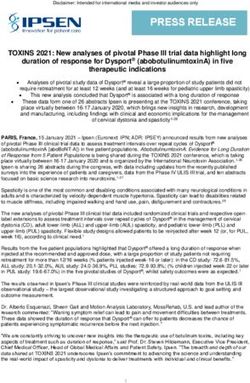 TOXINS 2021: New analyses of pivotal Phase III trial data highlight long duration of response for Dysport (abobotulinumtoxinA) in five therapeutic ...