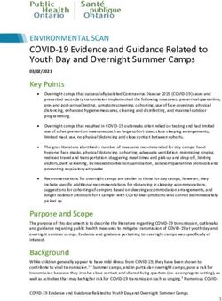 ENVIRONMENTAL SCAN COVID-19 Evidence and Guidance Related to Youth Day and Overnight Summer Camps