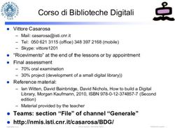 Corso di Biblioteche Digitali - ISTI-NMIS