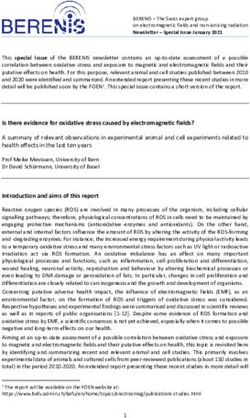 Is there evidence for oxidative stress caused by electromagnetic fields? - Special Issue January 2021