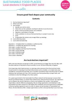 SUSTAINABLE FOOD PLACES - Local elections in England 2021 toolkit