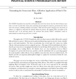 POLITICAL SCIENCE UNDERGRADUATE REVIEW - Unmasking the Democratic Man: A Modern Application of Plato's The Winter 2021