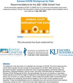 Kansas COVID Workgroup for Kids - Recommendations for the 2021-2022 School Year