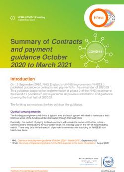 Summary of Contracts and payment guidance October 2020 to March 2021