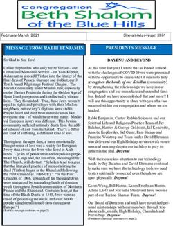 MESSAGE FROM RABBI BENJAMIN