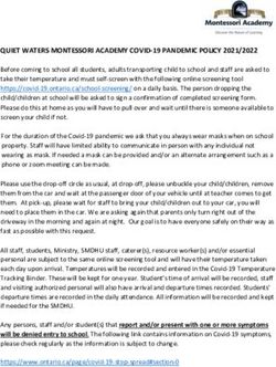 QUIET WATERS MONTESSORI ACADEMY COVID-19 PANDEMIC POLICY 2021/2022