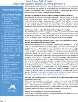 2021-2022 BACK TO SCHOOL SAFETY PROTOCOLS - Duval ...