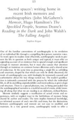 SACRED SPACES': WRITING HOME IN RECENT IRISH MEMOIRS AND AUTOBIOGRAPHIES JOHN MCGAHERN'S - IRISH LITERATURE SINCE 1990: DIVERSE VOICES