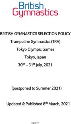 BRITISH GYMNASTICS SELECTION POLICY - Trampoline Gymnastics (TRA) Tokyo Olympic Games Tokyo, Japan (postponed to Summer 2021) Updated & Published ...