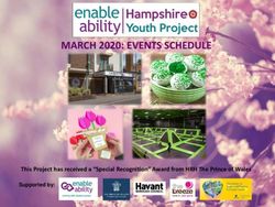 MARCH 2020: EVENTS SCHEDULE - This Project has received a "Special Recognition" Award from HRH The Prince of Wales - Enable ability