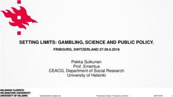 SETTING LIMITS: GAMBLING, SCIENCE AND PUBLIC POLICY - Pekka Sulkunen Prof. Emeritus CEACG, Department of Social Research University of Helsinki ...