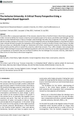 The Inclusive University: A Critical Theory Perspective Using a Recognition Based Approach