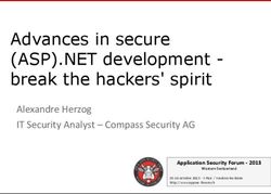 Advances in secure (ASP).NET development - break the hackers' spirit - Alexandre Herzog IT Security Analyst - Compass Security AG
