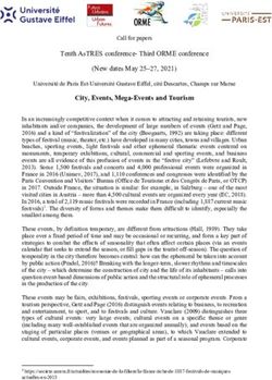 CITY, EVENTS, MEGA-EVENTS AND TOURISM - TENTH ASTRES CONFERENCE-THIRD ORME CONFERENCE (NEW DATES MAY 25-27, 2021) - CITY, EVENT, MEGA-EVENT AND ...