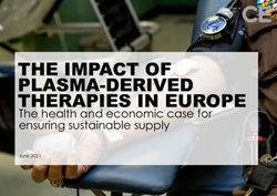 THE IMPACT OF PLASMA-DERIVED THERAPIES IN EUROPE - The health and economic case for ensuring sustainable supply - Copenhagen Economics