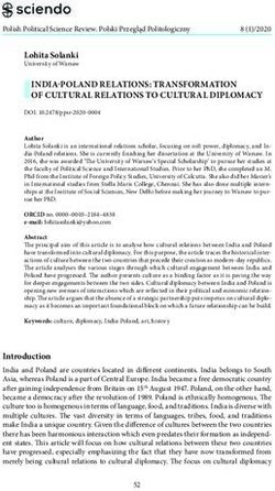 INDIA-POLAND RELATIONS: TRANSFORMATION OF CULTURAL RELATIONS TO CULTURAL DIPLOMACY - Sciendo