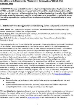 List of Research Placements, "Research in Conservation" (CONS 496) Summer 2021