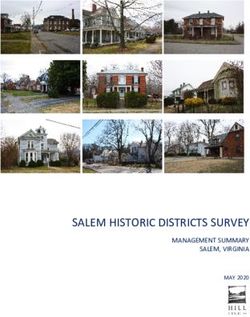 SALEM HISTORIC DISTRICTS SURVEY - MANAGEMENT SUMMARY SALEM, VIRGINIA MAY 2020