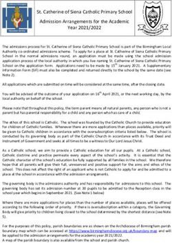 St. Catherine of Siena Catholic Primary School Admission Arrangements for the Academic Year 2021/2022