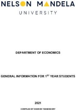 DEPARTMENT OF ECONOMICS GENERAL INFORMATION FOR 1ST YEAR STUDENTS 2021