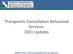 Therapeutic Consultation Behavioral Services: 2021 Updates - DBHDS Vision: A life of possibilities for all Virginians