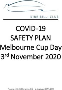 COVID-19 SAFETY PLAN Melbourne Cup Day 3rd November 2020