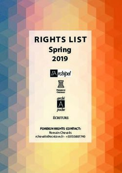 RIGHTS LIST Spring 2019 - FOREIGN RIGHTS CONTACT: &Eacute;ditions l'Archipel
