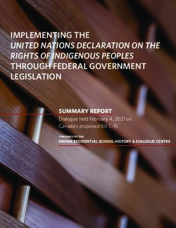 IMPLEMENTING THE UNITED NATIONS DECLARATION ON THE RIGHTS OF INDIGENOUS PEOPLES THROUGH FEDERAL GOVERNMENT LEGISLATION
