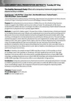 CONCURRENT ORAL PRESENTATION ABSTRACTS Tuesday 30th May