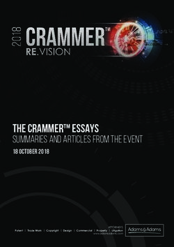 THE CRAMMER ESSAYS SUMMARIES AND ARTICLES FROM THE EVENT 18 OCTOBER 2018 - Adams & Adams