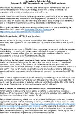 Behavioural Activation (BA): Guidance for IAPT therapists during the COVID-19 pandemic