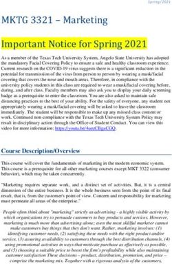 MKTG 3321 - Marketing Important Notice for Spring 2021