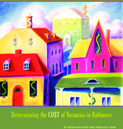 Determining the COST of Vacancies in Baltimore - BY BOB WINTHROP AND REBECCA HERR